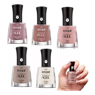 Kit 5 Esmaltes Diamond Gel Risque Atacado Tons Claros Cor Nude em Oferta na Shopee