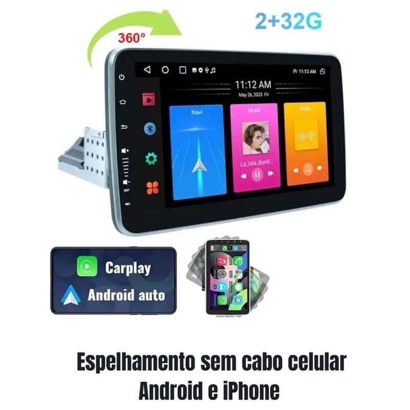 Multimidia Flutuante 10 Polegadas Android Gps Carplay Android Auto 2 GB 32 Flash