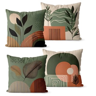 Kit 4 Capas de Almofadas Decorativas 45x45 - Floral Verde e Bege em Oferta na Shopee