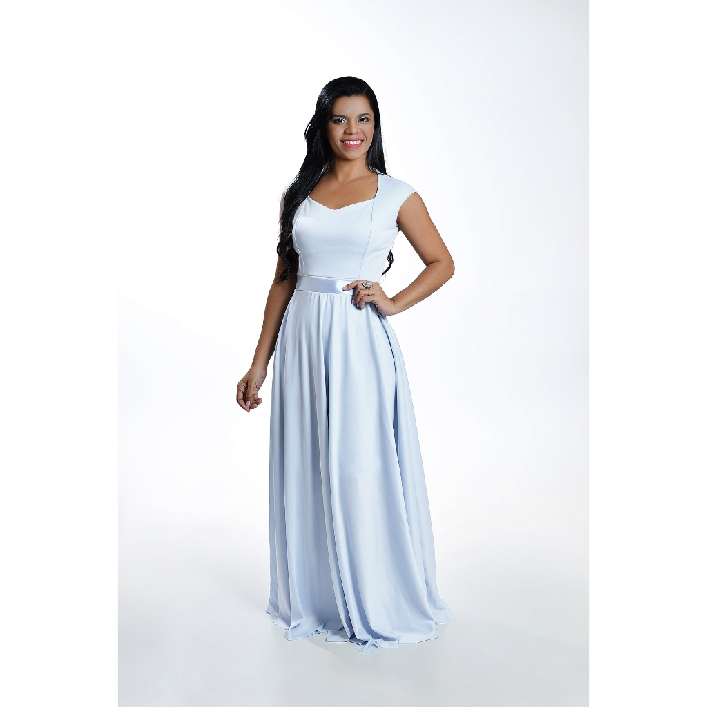 Vestido longo de noiva rodado casamento civil cartório RD