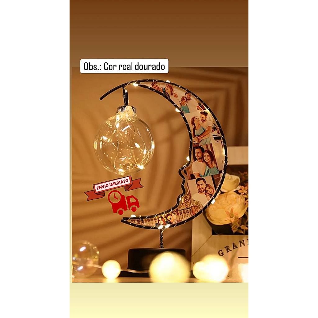 Decoração romântica - decoração namorados - foto de lua - decoração foto natal pisca pisca