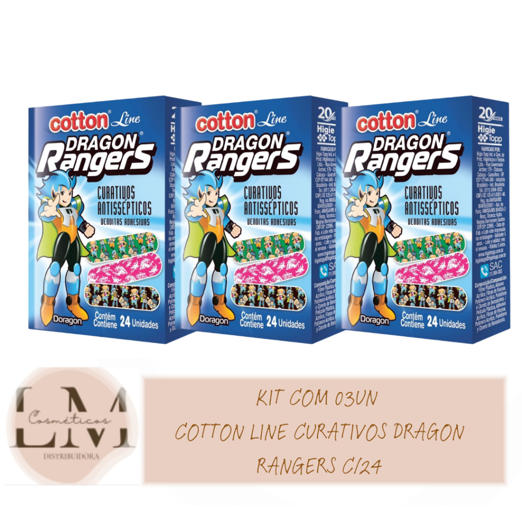 Kit com 03un Curativo Band-Aid Horripilantes E Dragon Rangers Sortido C/ 24 Unidades - Cotton Line