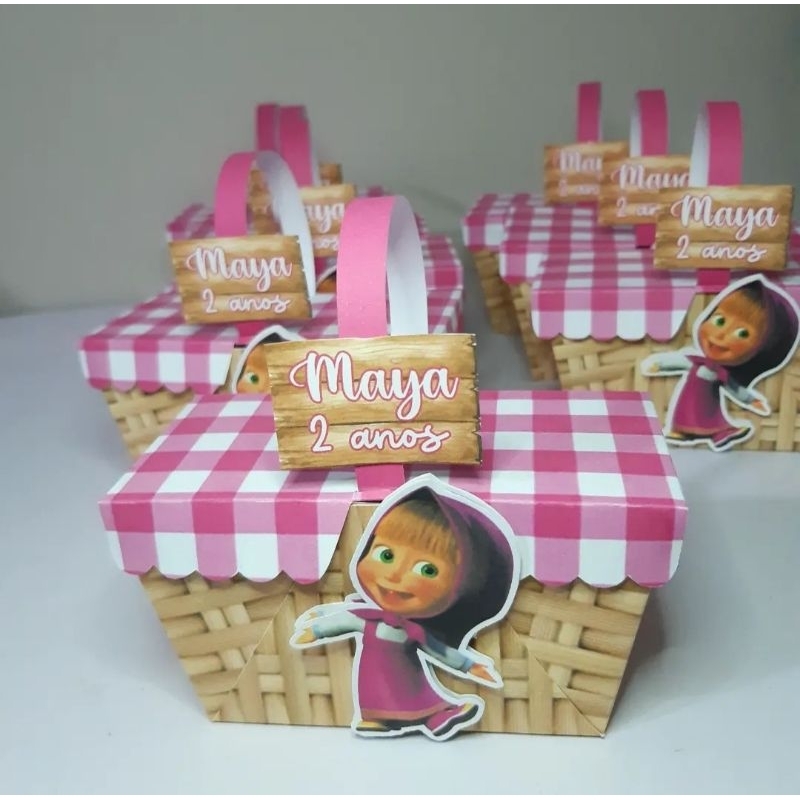 festa Masha personalizados cesta, lembrancinha, caixinha para festa