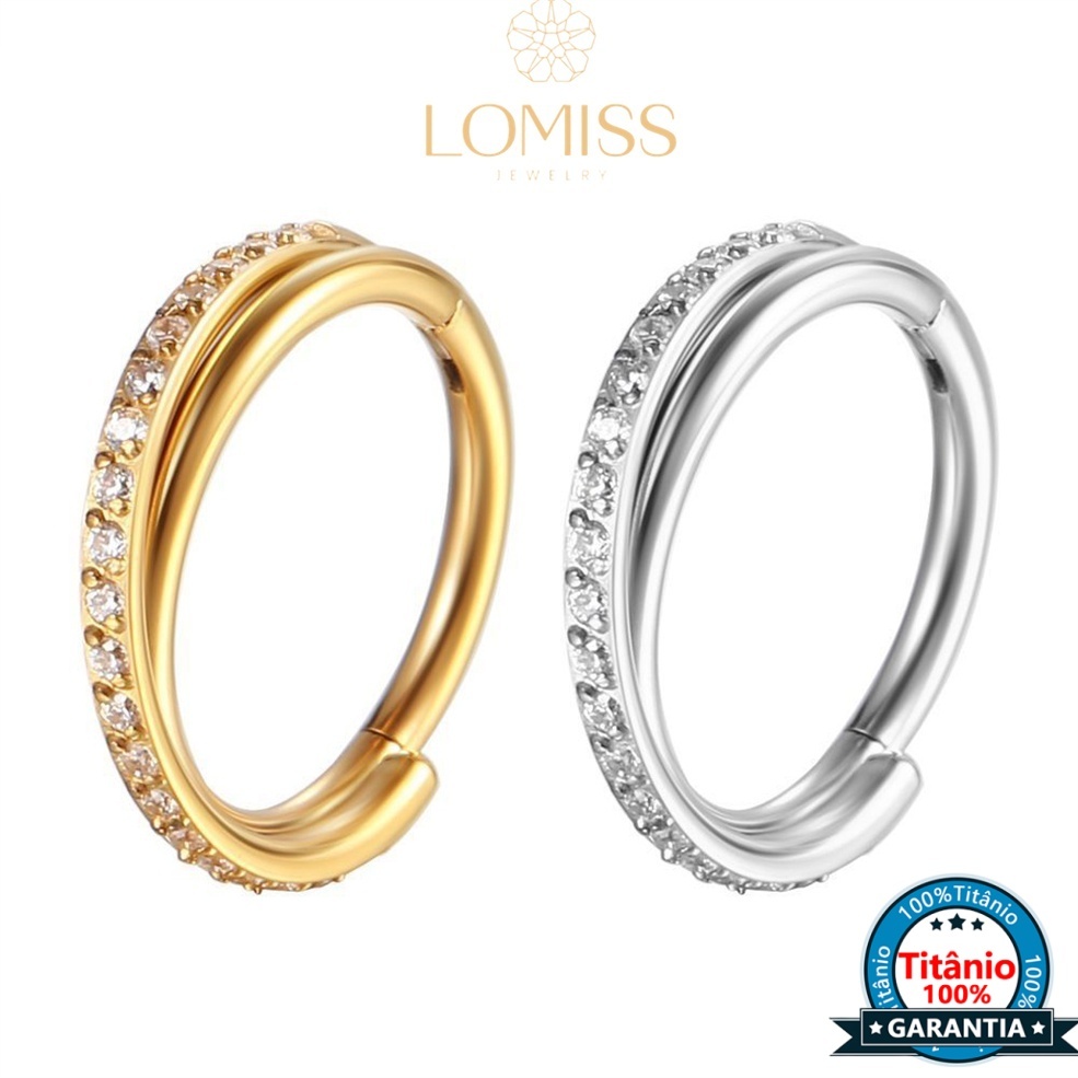 Piercing Helix Conch Argola Titânio Pvd Clik Transpassada Zircônia Brinco de Titânio《Lomiss  piercing》 em Oferta na Shopee