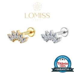 Piercing Helix Conch Labret Titânio PVD Coroa Cluster 5 Zircônia 《Lomiss semijoias》