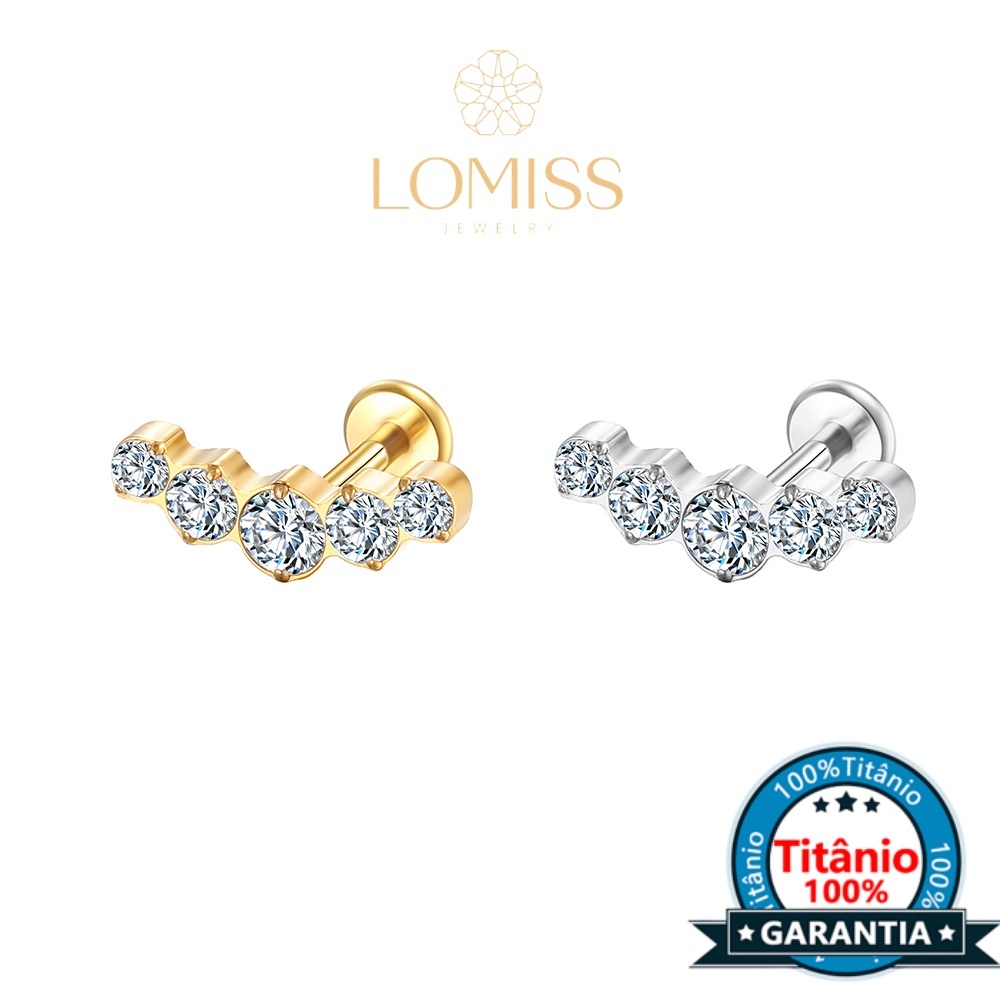 Piercing Helix Tragus Conch  Boca-Medusa Labret Titânio Pvd Cluster Zircônias Cravejadas em Oferta na Shopee