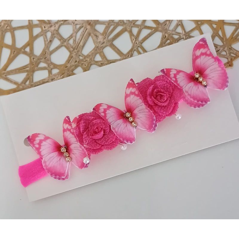 arco/tiara/faixa borboleta pink em Oferta na Shopee