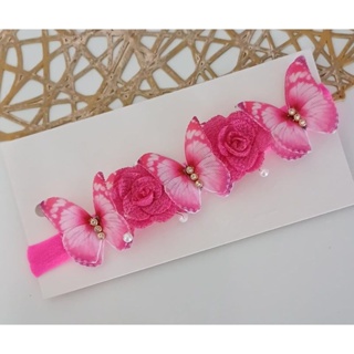 arco/tiara/faixa borboleta pink em Oferta na Shopee