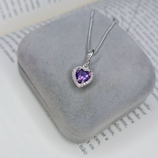 COLAR PEDRA ROXA - COLAR DE CORAÇÃO EM PRATA 925 - COLAR FEMININO PEDRA ROXA em Oferta na Shopee