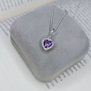 COLAR PEDRA ROXA - COLAR DE CORAÇÃO EM PRATA 925 - COLAR FEMININO PEDRA ROXA