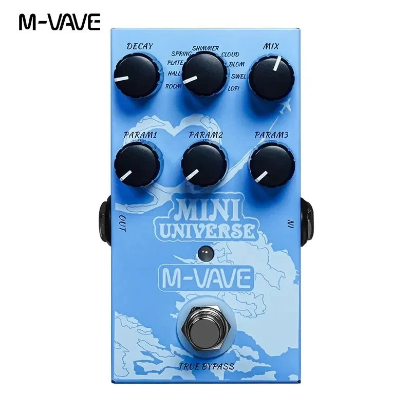 M-VAVE Mini Universe Pedal de efeito de reverberação para guitarra elétrica True Bypass Design Metal Shell Case 9 tons
