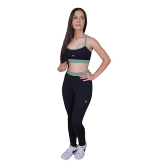 Calça Legging e Top Academia Nadador Conjunto Fitness Duas Peças Poliamida Zero Transparencia em Oferta na Shopee
