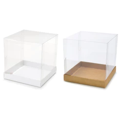 35 Caixas 12x12x12 para presente, Mini Bolo e Panetone 250 Gr kraft ou branco tampa transparente