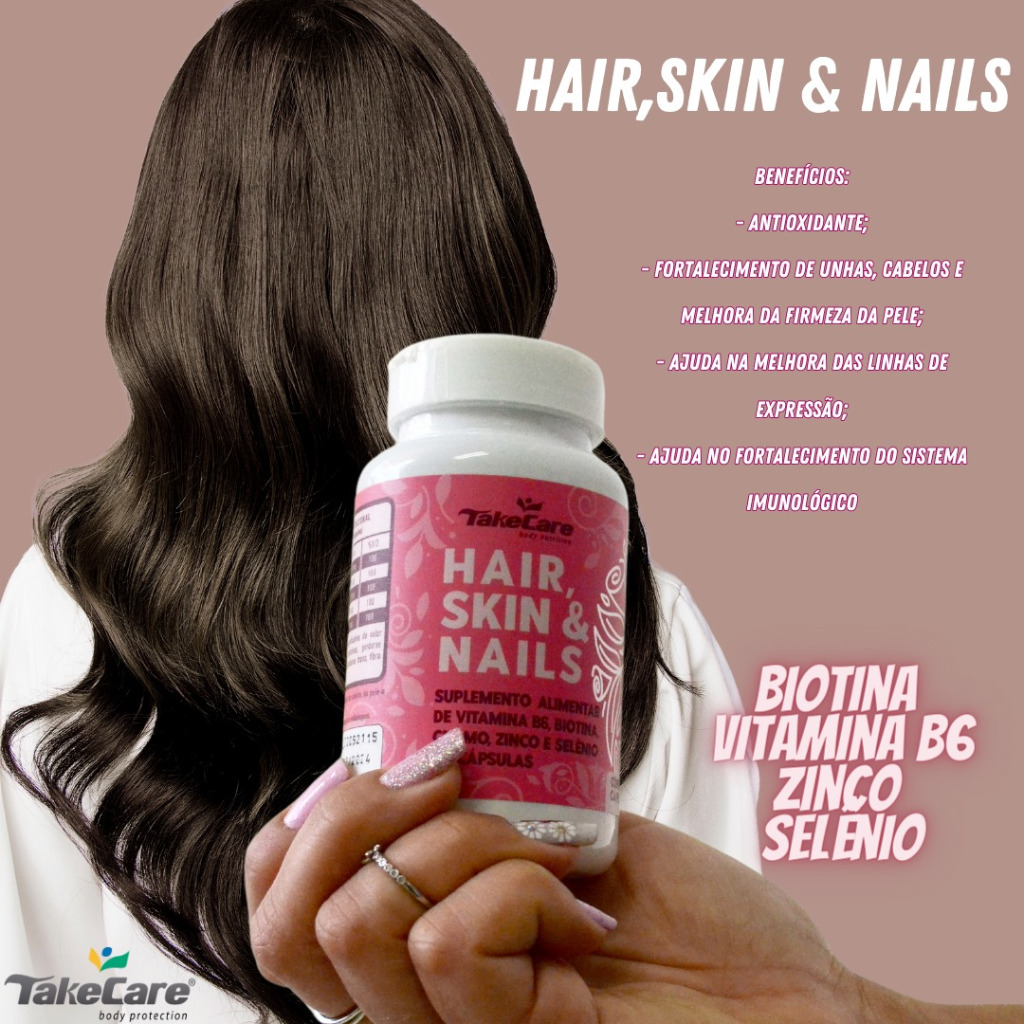 Biotina Hair Skin Nails Tratamento Fortalecimento Capilar Unhas e Pele Protocolo 1 Mês em Oferta na Shopee