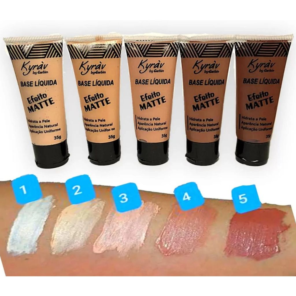 Base Líquida Efeito Matte  Kyráv Kit 5 unidades em Oferta na Shopee