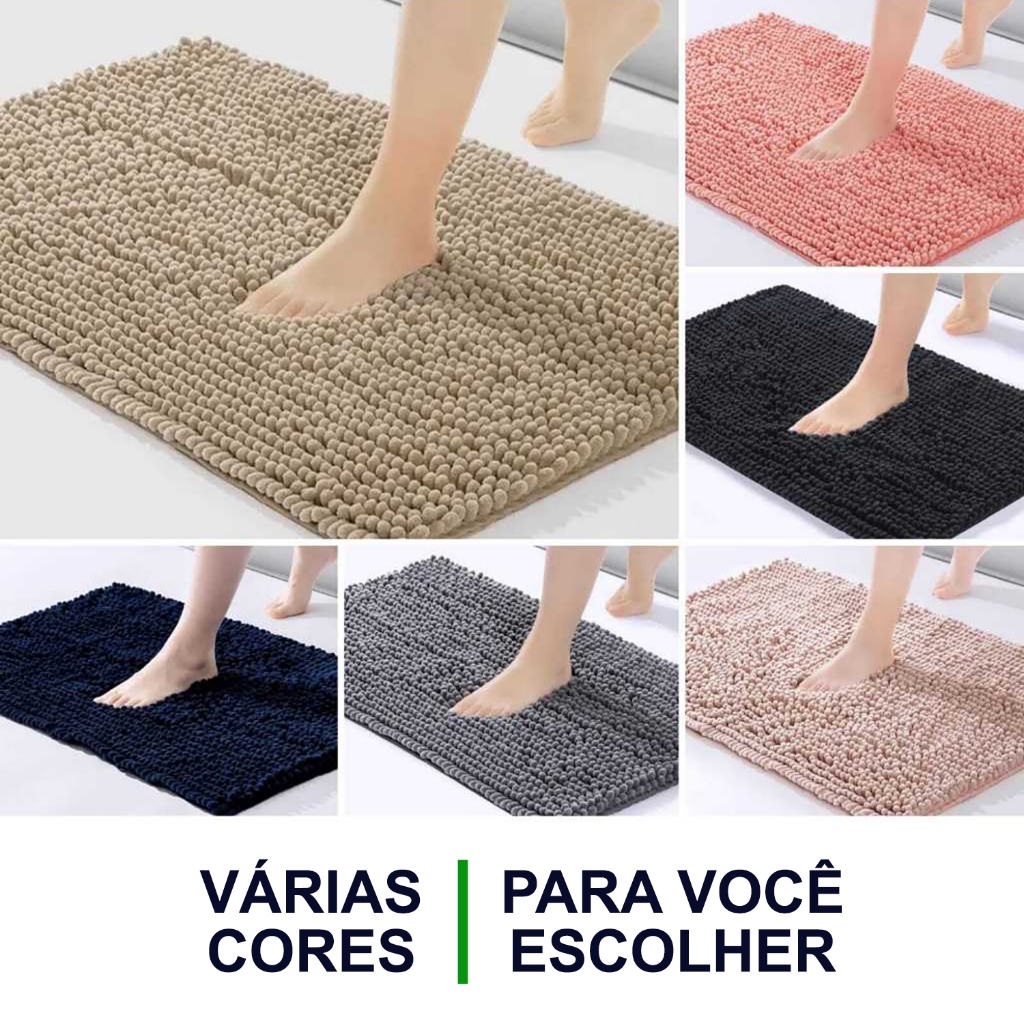 Tapete Banheiro Antiderrapante – Tipo Macarrão Bolinha, Confortável e Lavável Várias Cores