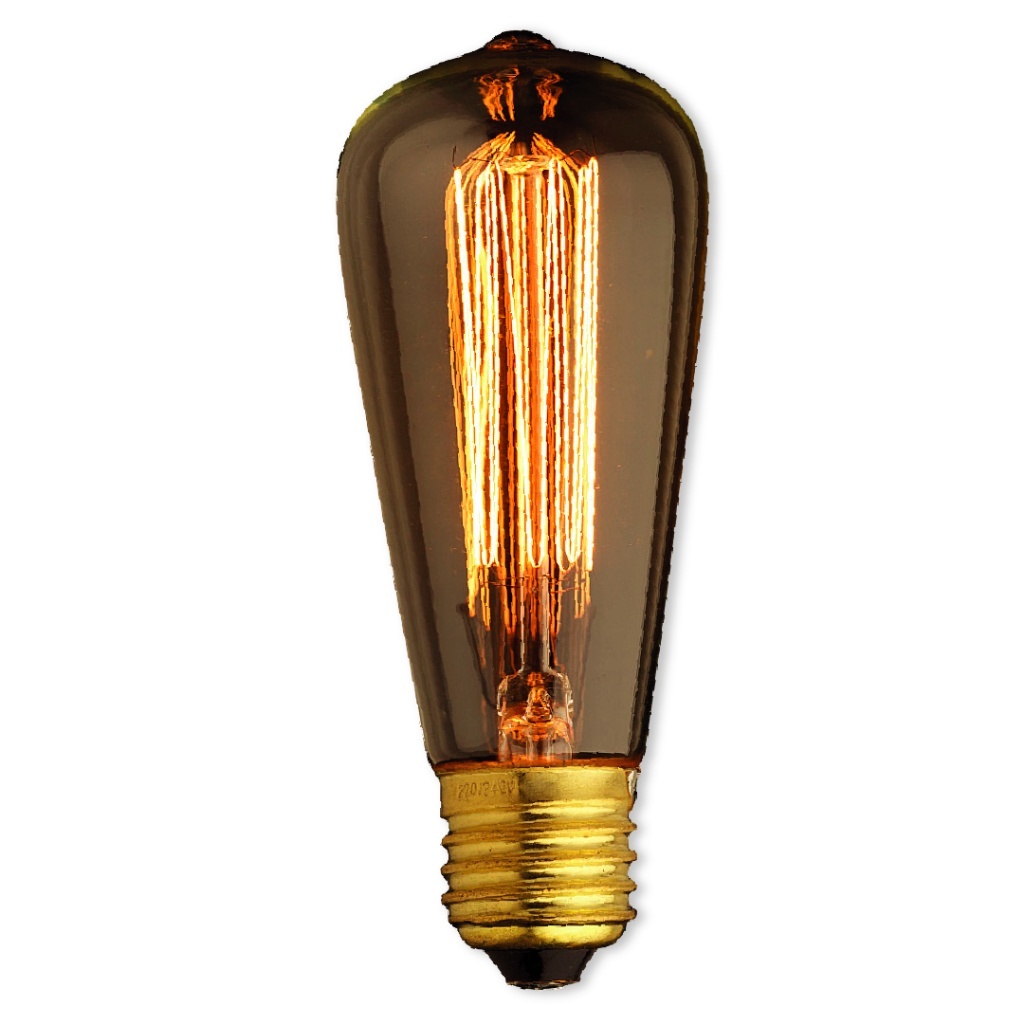 Lâmpada Filamento Carbono ST58 40W E27 Âmbar 110V