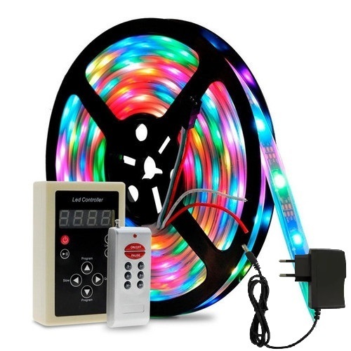 Fita Led Rgb 6803 5 Mts Controle Digital Prova D'água Ip67 Com Fonte