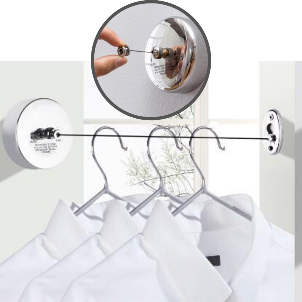 Varal Retrátil Inox de Parede Banheiro Lavanderia DL100