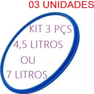 Kit 3 Borrachas de Silicone Azul para Panela de Pressão 4,5, 7 e 10L - Multiuso
