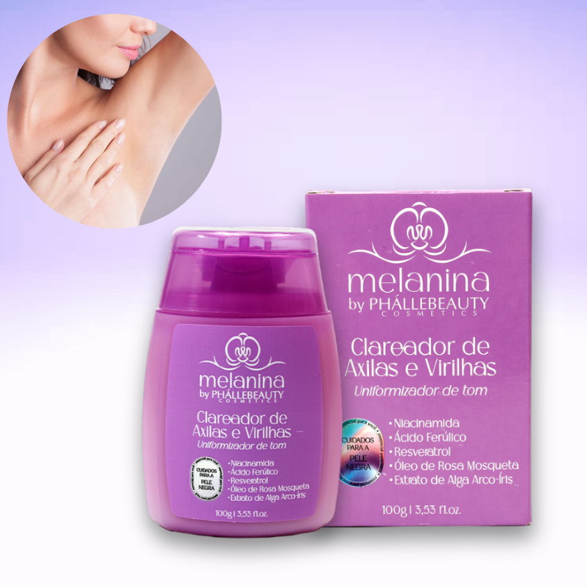 Clareador de axilas e virilhas Phallebeauty, uniformiza, ilumina, hidrata e preveni escurecimento