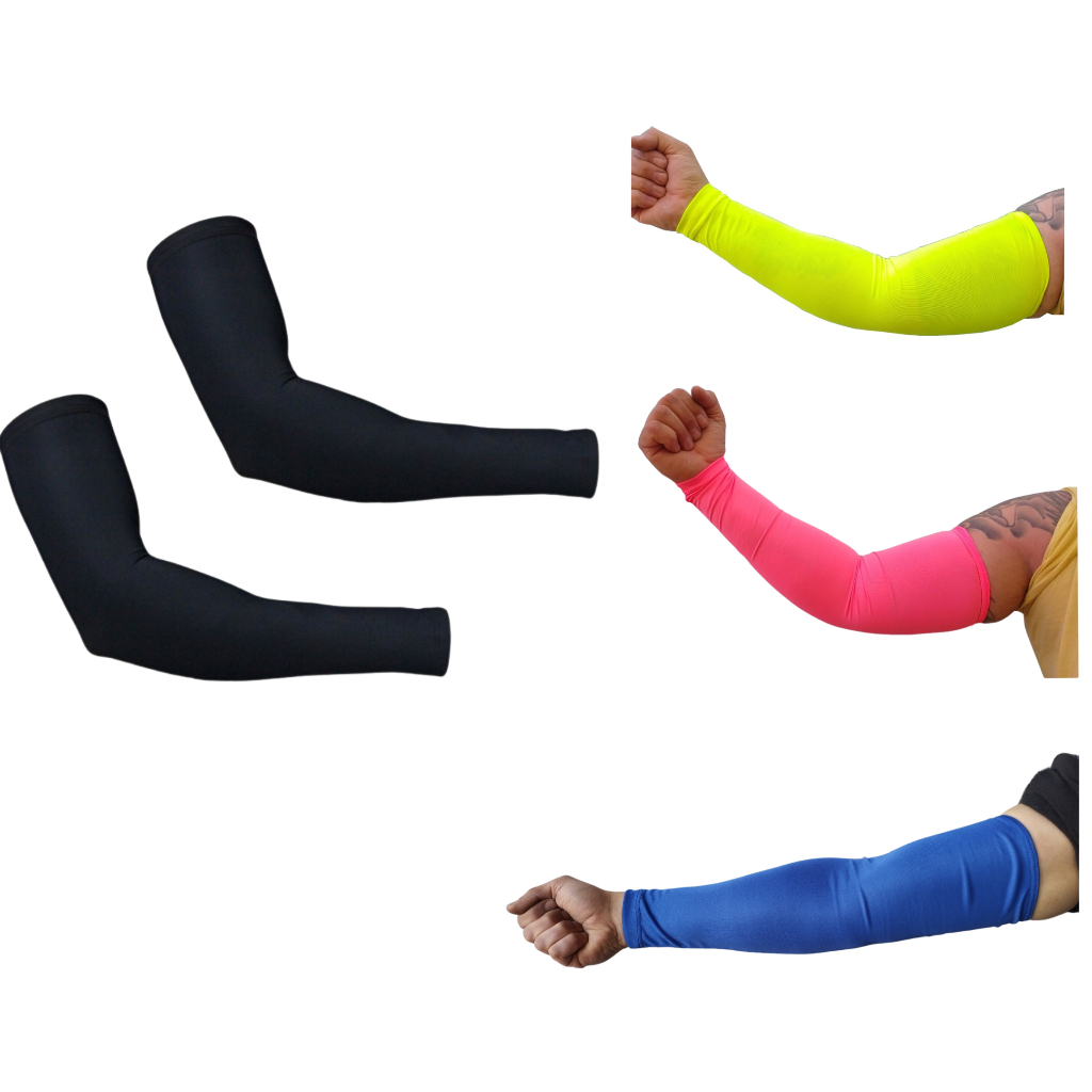 Par Manguito Manga Proteção Solar Unissex/Bike MTB Moto/Trilha Caminhada Corrida/Proteção Fps+50 Preto Amarelo Rosa Neon