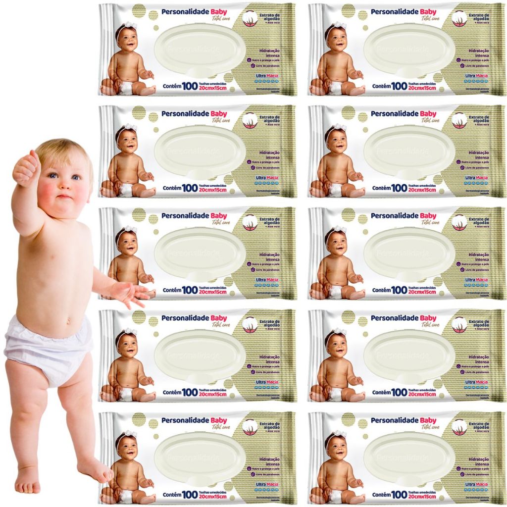 Toalha Umedecida Personalidade Baby Total Care 12Pct- 1200 Toalhas Com Tampa em Oferta na Shopee