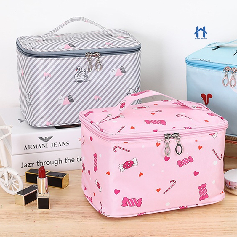 Bolsa de Maquiagem Estampada Organizadora de Maquiagem e Cosméticos Estojo Grande