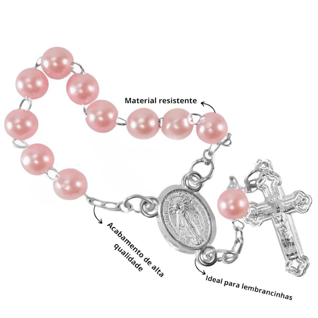 Kit 24 Mini Tercinho Pérola Dezena Terço Lembrancinha Perolado 5mm