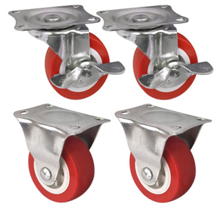 Kit 4 Rodízio Rodinha para Móveis Pesados Rodas Giratórias Borracha Com Trava Freio Giratório 100kg em Oferta na Shopee