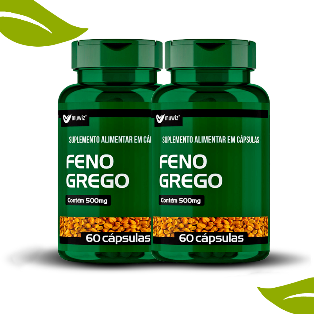 Kit 2 Potes Feno Grego Total 120 cápsulas 500mg - Muwiz