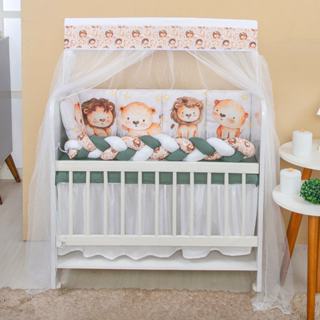 Kit Mini Berço com 12 peças + Saia de Berço Bebê Menino Leãozinho em Oferta na Shopee