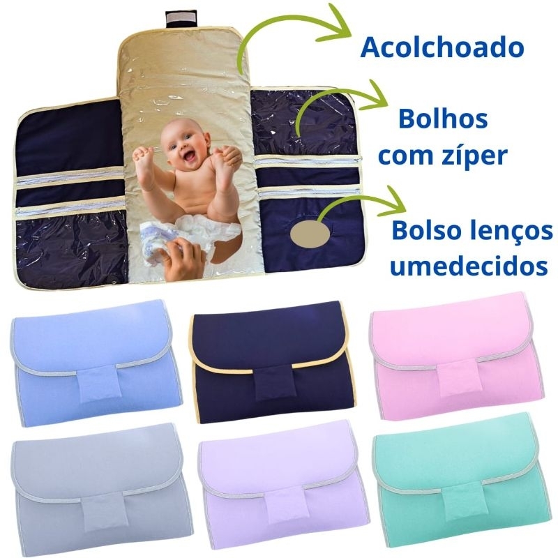 Trocador Portátil Para Bebê Impermeável Dobrável Cores Lisas Trocador de Fraldas Bebê em Oferta na Shopee