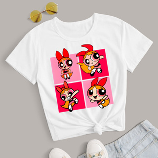 T-shirt As Meninas Superpoderosas Blusinha Básica Estampada Branca em Oferta na Shopee