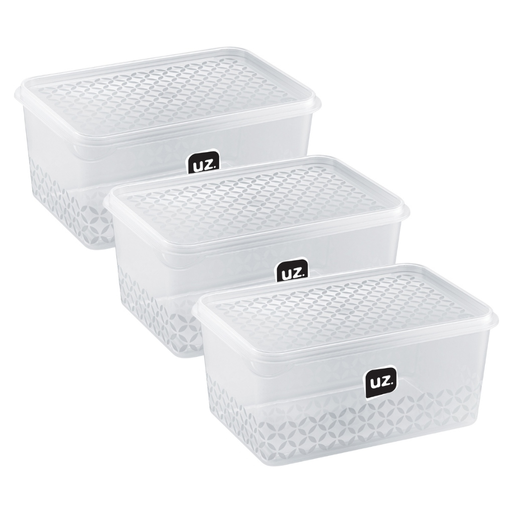 Kit 3 Pote Organizador Multiuso Empilhável 2l Retangular Armazenar Cozinha Geladeira UZ397 - Cores