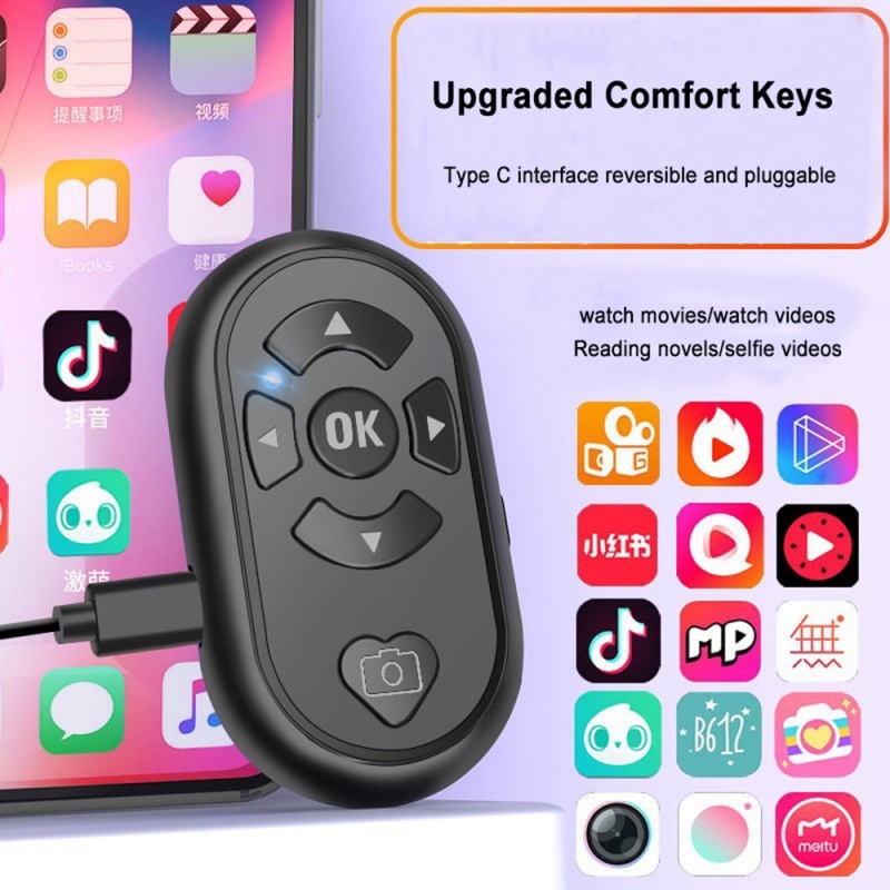 Controle remoto bluetooth/sem fio/selfie/vídeo/ebook virar mini controlador /Instagram，Tik Tok, Kwai fácil de usar em Oferta na Shopee