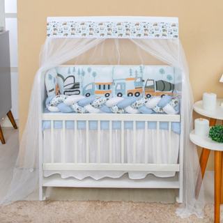 Kit Mini Berço com 12 peças + Saia de Berço Bebê Menino Transportes em Oferta na Shopee