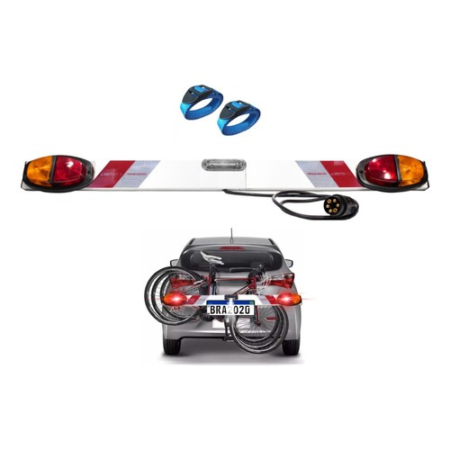 regua sinalizadora para transbike com luz led pisca seta em aluminio