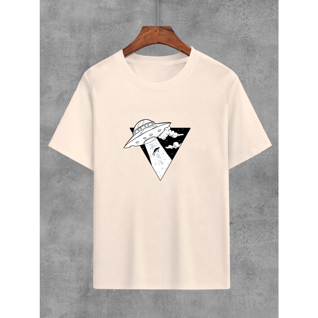 Camiseta Estampa Galáxia Alien Tecido 100% Algodão Blusa Estilo Cósmico Unissex Camisa Avulsa Moderna