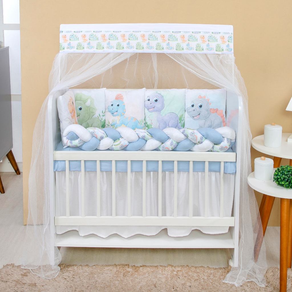 Kit Mini Berço com 12 peças + Saia de Berço Bebê Menino em Oferta na Shopee