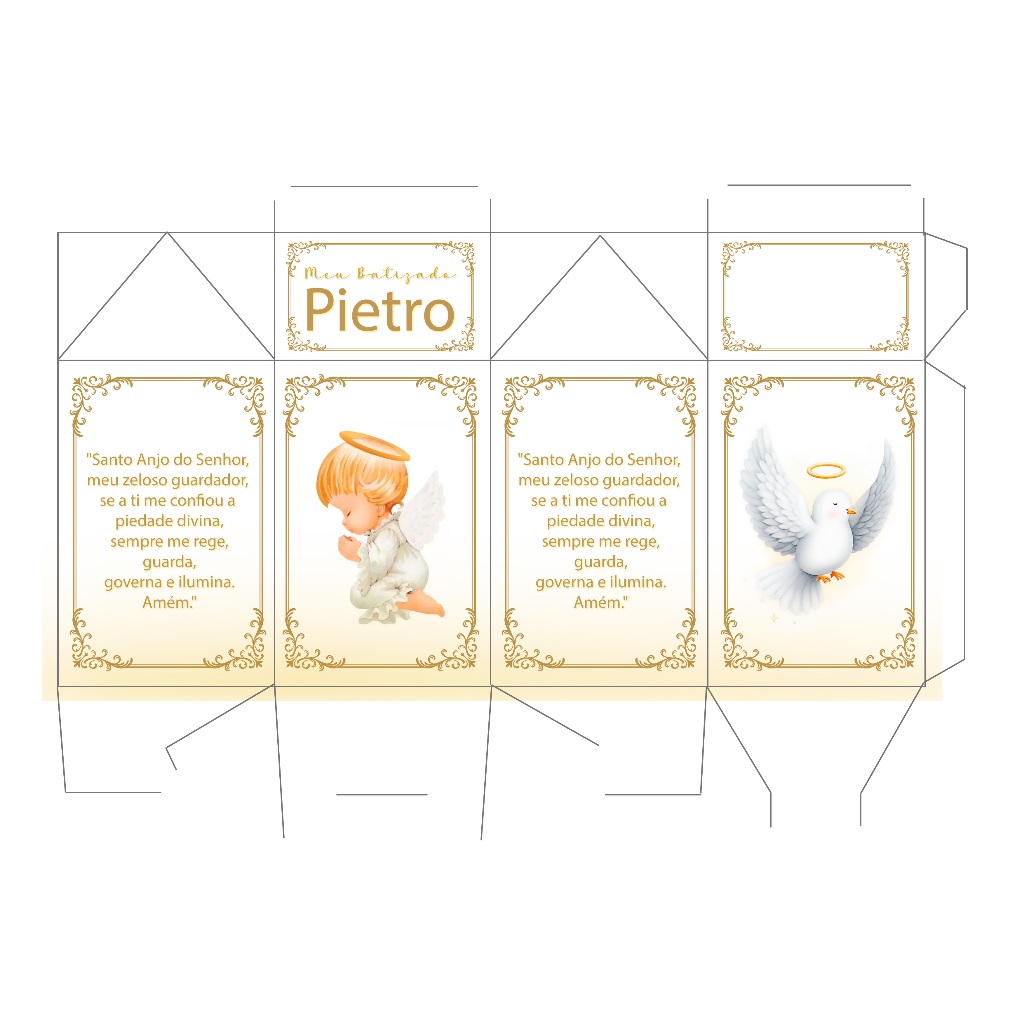 Kit Pegue Monte Personalizados Batizado Anjinho Dourado 20 a 60 Caixinhas Lembrancinhas de Batizado