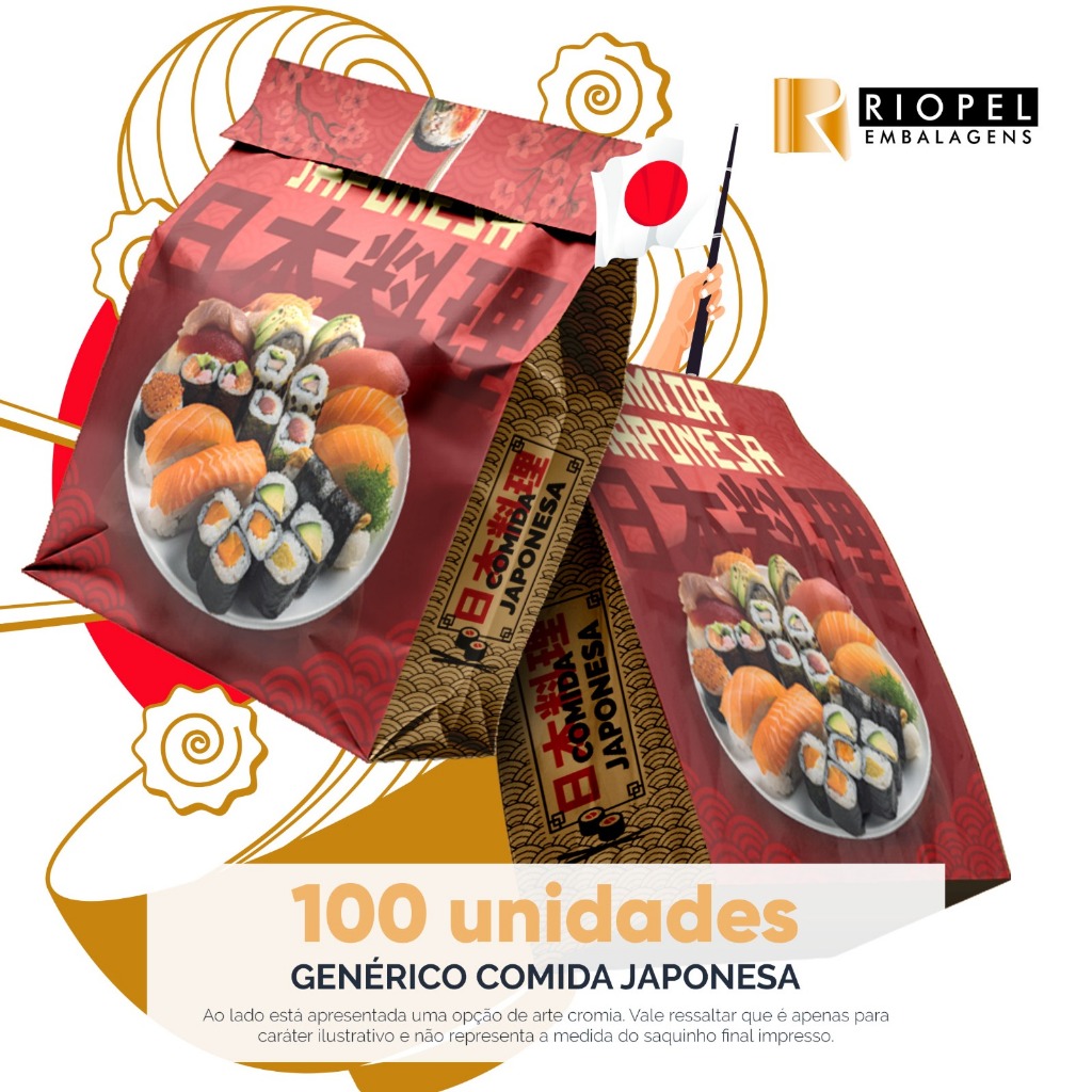 Saco Delivery Comida Japonesa 100 unidades em Oferta na Shopee
