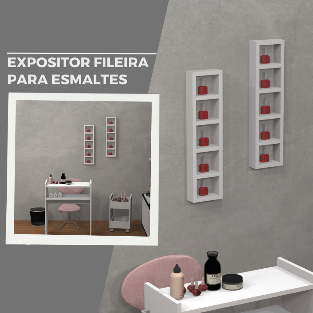 Destaque Seus Esmaltes Expositor de Fileira em MDF 15mm