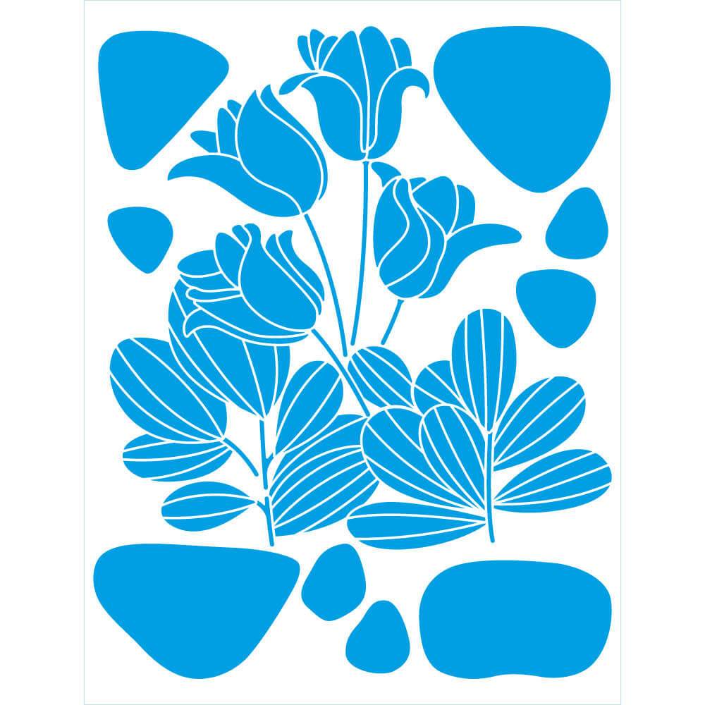 Stencil Gabarito Pintura Parede Arte Pintura Orgânica Flores