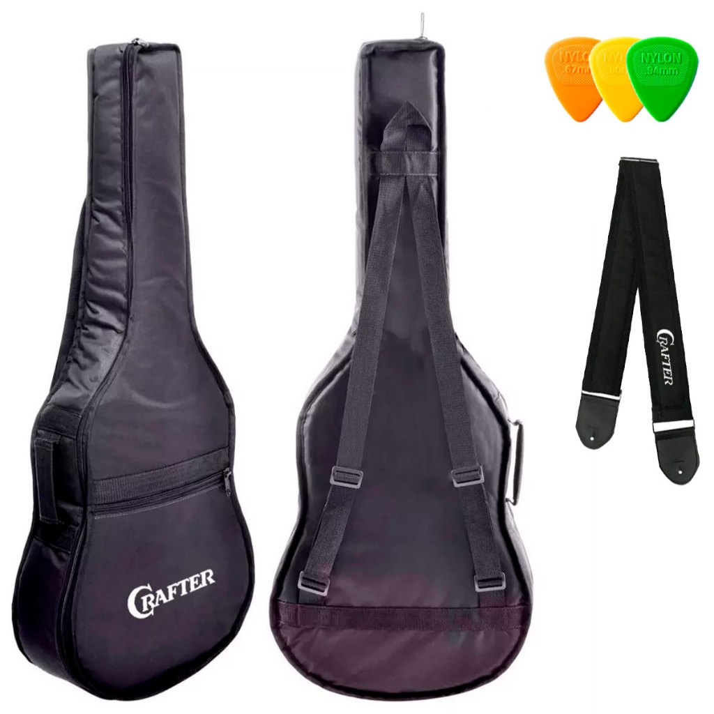 CAPA P/ VIOLÃO FOLK LUXO NY-600 "CRAFTER" C/ ALÇA