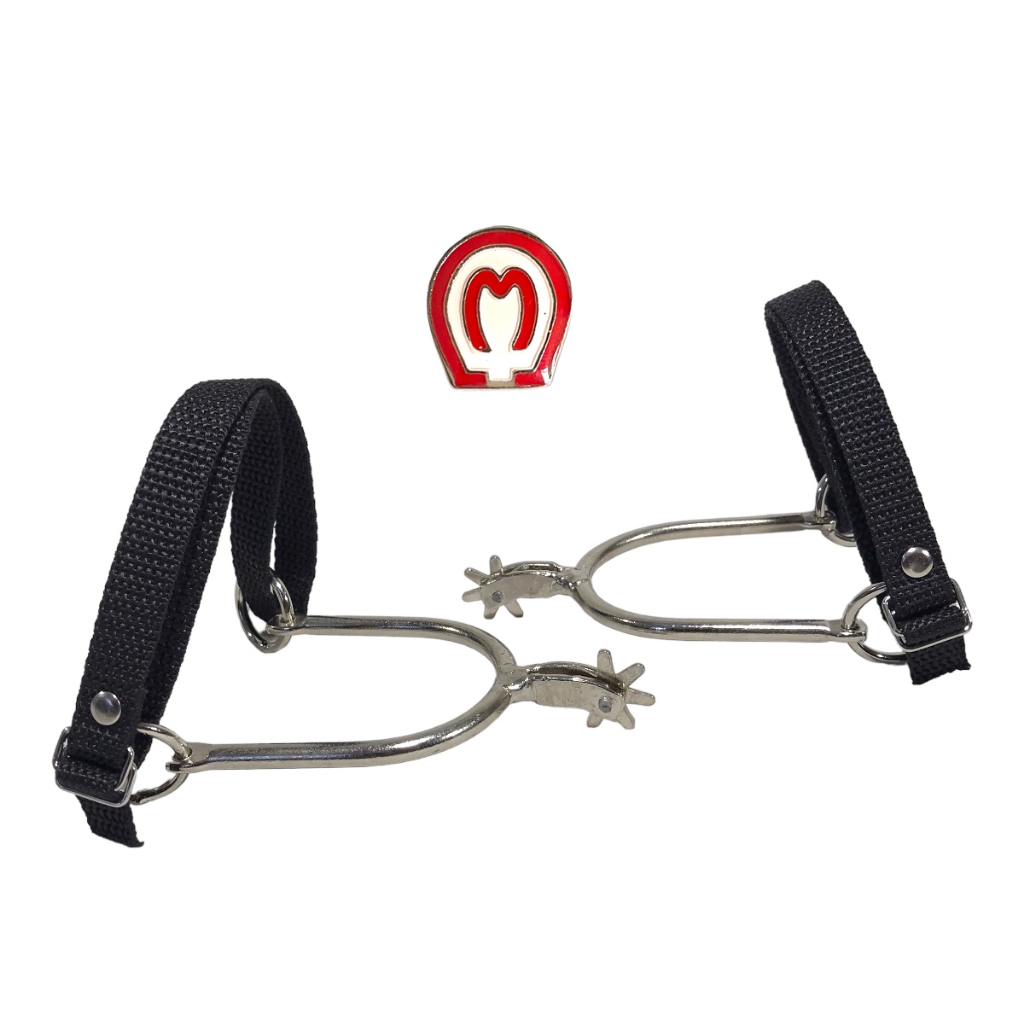 Conjunto Espora 7 Bicos Para Criança De Ferro Leve E Broche Aplique Mangalarga