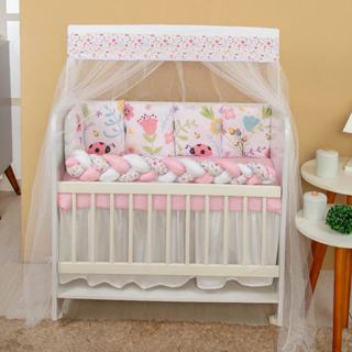 Kit Mini Berço com 12 peças + Saia de Berço Bebê Menina Flores em Oferta na Shopee