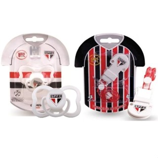 Kit Chupeta com Prendedor Tamanho 1 - 0 à 6 meses São Paulo Tricolor Licenciado Oficial Kids Gol em Oferta na Shopee
