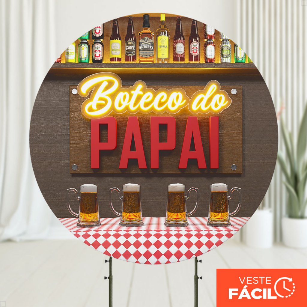 Painel Redondo Dia dos Pais em tecido 1,50m com Elástico - APR-2535 em Oferta na Shopee