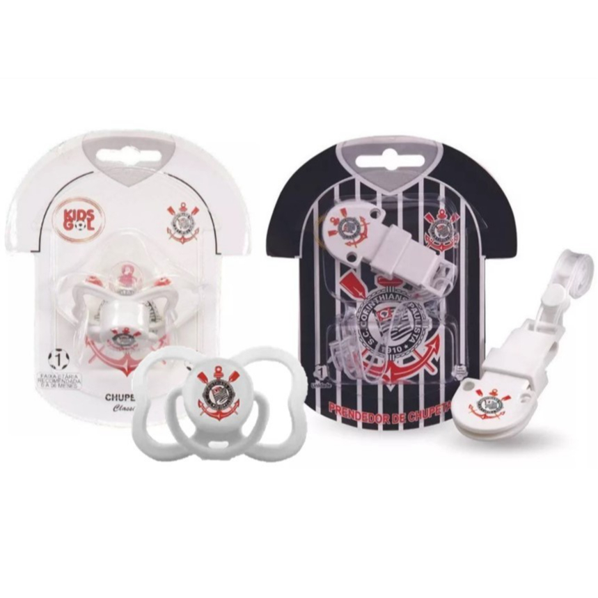Kit Chupeta com Prendedor Tamanho 1 - 0 à 6 meses Corinthians Timão Licenciado Oficial Kids Gol em Oferta na Shopee